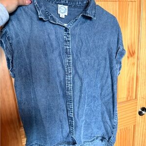 Denim Sleeveless Button-Up Shirt